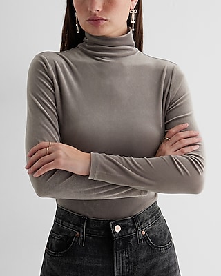 Body Contour Velvet Mock Neck Long Sleeve Bodysuit