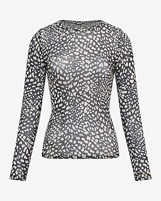 Mesh Leopard Print Long Sleeve Tee - image 4