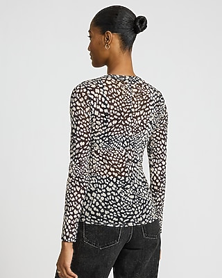 Mesh Leopard Print Long Sleeve Tee - image 2