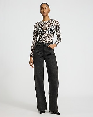 Mesh Leopard Print Long Sleeve Tee - image 3