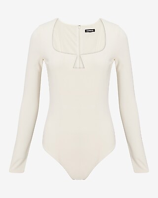 Fitted V-Wire Ponte Long Sleeve Thong Bodysuit - image 5