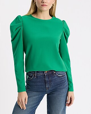 Crew Neck Puff Long Sleeve Tee