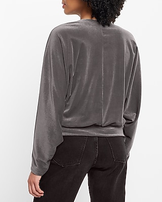 Velvet V-Neck Long Sleeve Faux Wrap Top