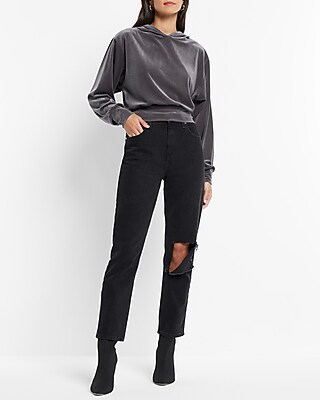 Velvet Banded Bottom Hoodie