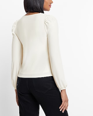 Matte Jersey Long Sleeve Strappy Keyhole Top