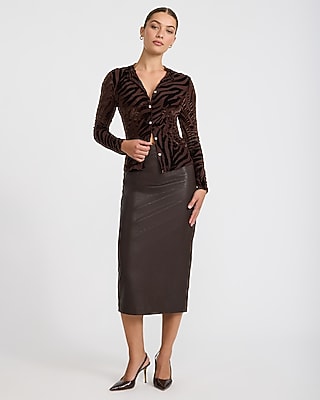 Textured Zebra Burnout Novelty Button Long Sleeve Top