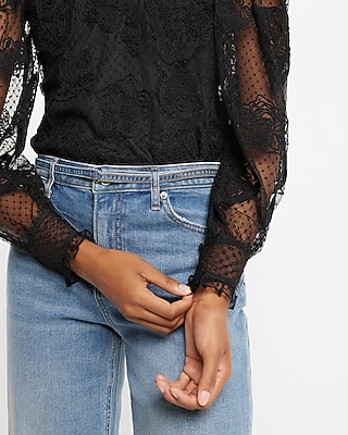 Lace Long Sleeve Crew Neck Top