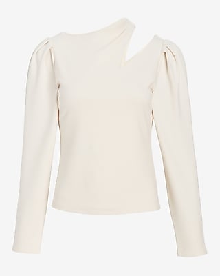 Skimming Ponte Puff Sleeve Cutout Top