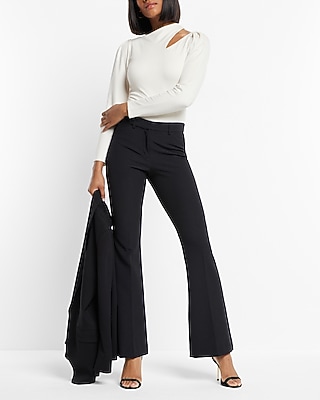 Skimming Ponte Puff Sleeve Cutout Top