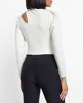 Skimming Ponte Puff Sleeve Cutout Top