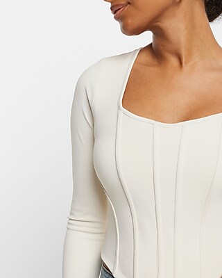 Body Contour High Compression Long Sleeve Corset Top | Express