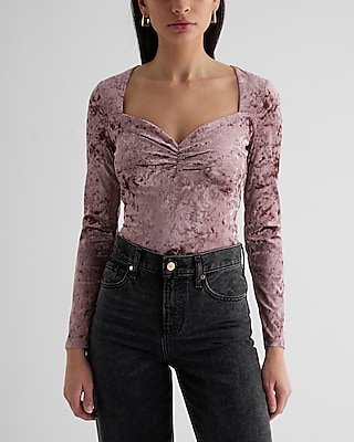 Body Contour Crushed Velvet Sweetheart Neckline Top