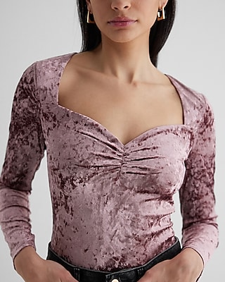 Body Contour Crushed Velvet Sweetheart Neckline Top