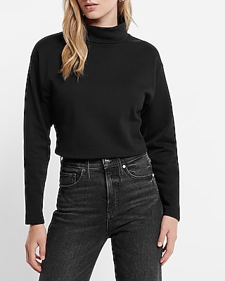 Mock Neck Dolman Sleeve Fleece Sweatshirt