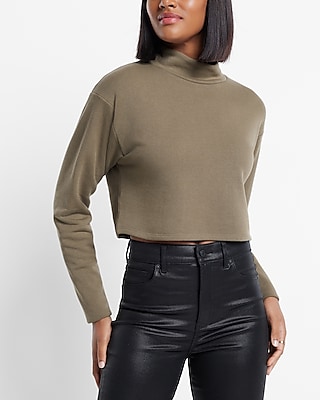 Souluxe, Black Mockneck Dolman Batwing Sleeve Ribbed Texture Pullover