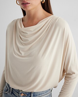 Supersoft Draped Cowl Neck Long Sleeve Tee - image 2