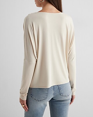 Supersoft Draped Cowl Neck Long Sleeve Tee - image 3
