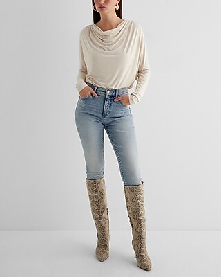 Supersoft Draped Cowl Neck Long Sleeve Tee - image 4