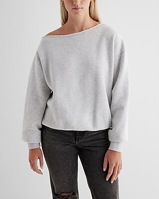 Relaxed Off The Shoulder Fleece Sweatshirt | Express