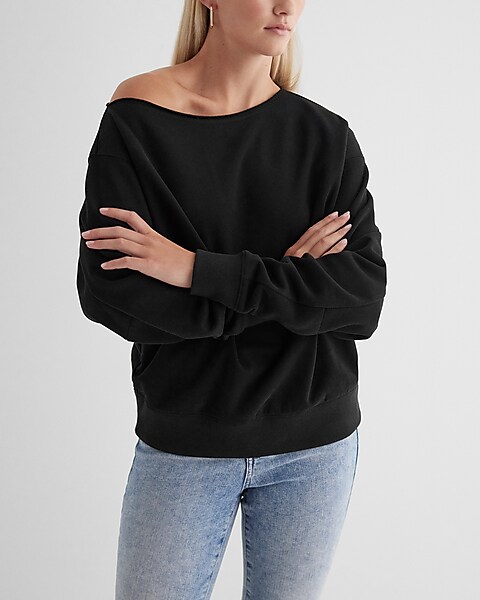 Oversized Drop Shoulder Long Sleeve Mock Neck Cropped Sweatshirt