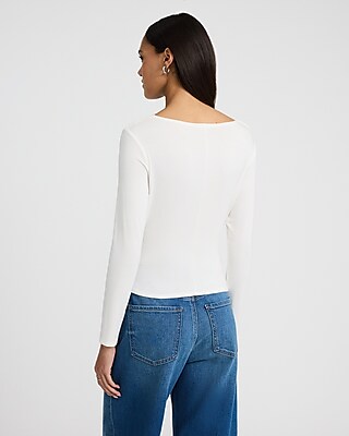 Crew Neck Long Sleeve Ruched Tee