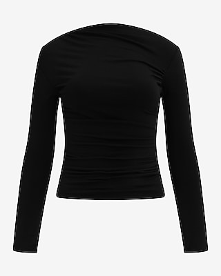 Crew Neck Long Sleeve Ruched Tee | Express