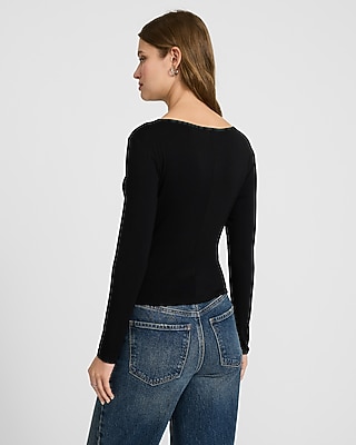 Bateau Neck Long Sleeve Ruched Tee