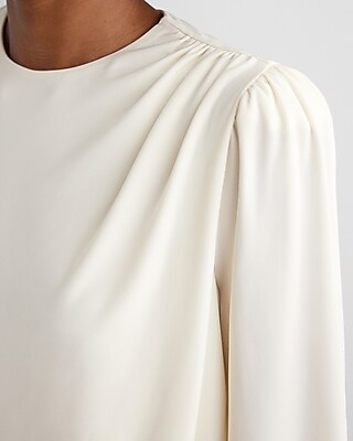 Skimming Crew Neck Puff Sleeve Bodysuit