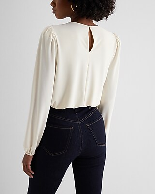 Skimming Crew Neck Puff Sleeve Bodysuit