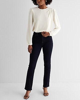 Skimming Crew Neck Puff Sleeve Bodysuit