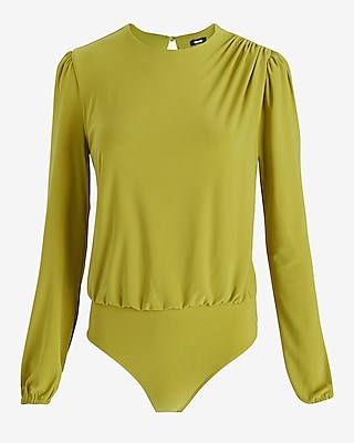 Skimming Crew Neck Puff Sleeve Bodysuit