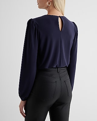 Skimming Crew Neck Puff Sleeve Bodysuit