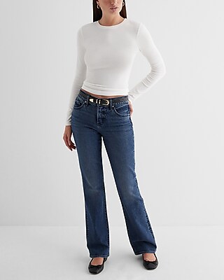 Fitted Ribbed Crew Neck Long Sleeve Tee