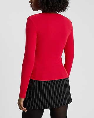 Fitted Ribbed Crew Neck Long Sleeve Tee