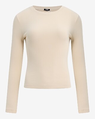 Fitted Ribbed Crew Neck Long Sleeve Tee