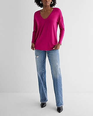 Supersoft Relaxed V-Neck Long Sleeve Tee