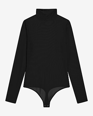 Fitted Mesh Mock Neck Long Sleeve Bodysuit