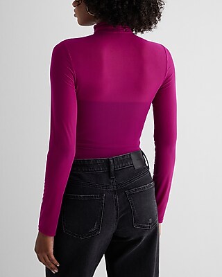 Fitted Mesh Mock Neck Long Sleeve Bodysuit - thumbnail 10
