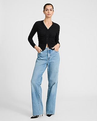 V-Neck Long Sleeve Hook & Eye Top - image 3
