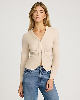 V-Neck Long Sleeve Hook & Eye Top - image 4