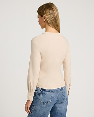 V-Neck Long Sleeve Hook & Eye Top - image 5