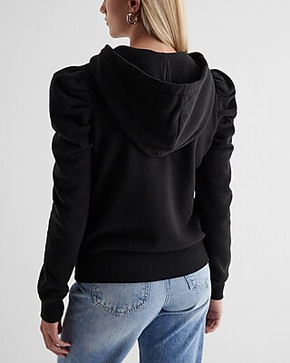 Skimming Puff Sleeve Fleece Hoodie