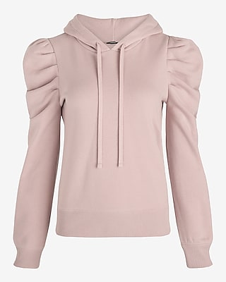 Skimming Puff Sleeve Fleece Hoodie