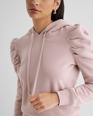 Skimming Puff Sleeve Fleece Hoodie