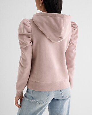 Skimming Puff Sleeve Fleece Hoodie