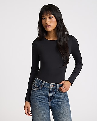 Women's Long-Sleeve Mesh Crew Bodysuit, Women's Clearance