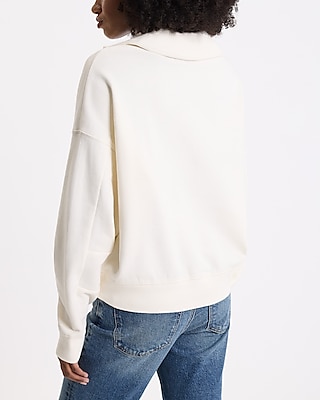 Relaxed V-Neck Fleece Polo Sweatshirt