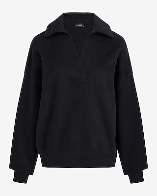 Relaxed V-Neck Fleece Polo Sweatshirt - image 5