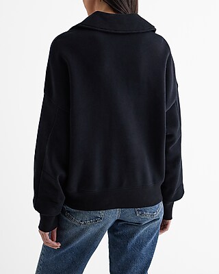 Relaxed V-Neck Fleece Polo Sweatshirt - image 3