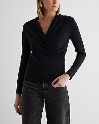 EX LS COTTON SURPLICE TEE 8611017:PITCH BLACK:XL